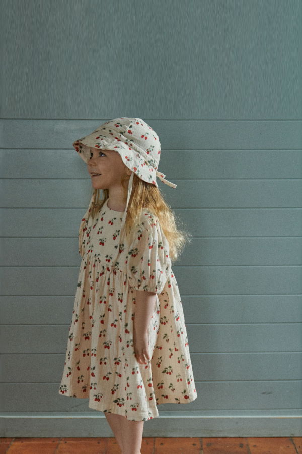 KIDS Nature Baby Muslin Sunhat Strawberry Blush Print