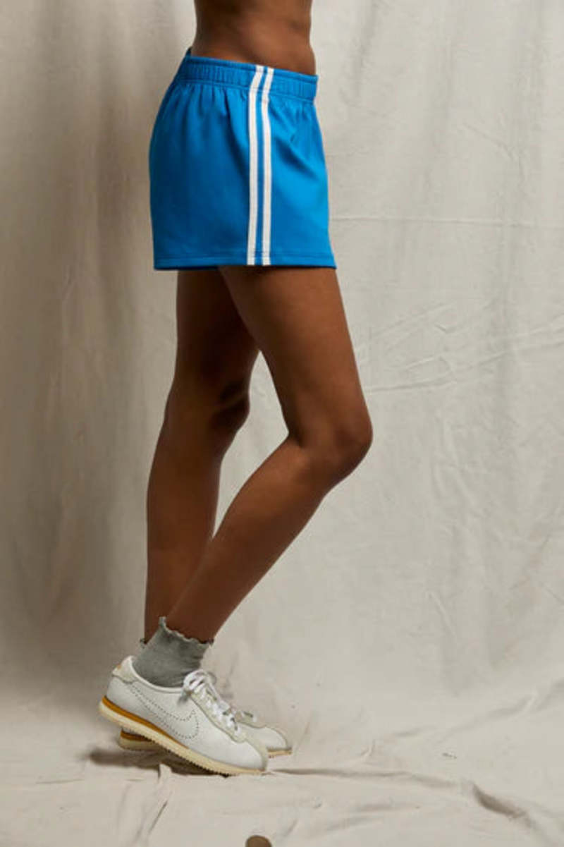Perfect White Tee Sport Short With Side Stripe - Cobalt