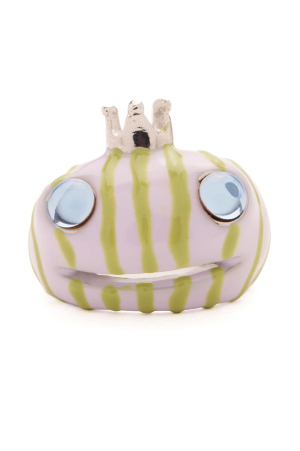 Collina Strada Lilac Green Stripe Frog Prince Ring
