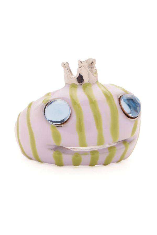 Collina Strada Lilac Green Stripe Frog Prince Ring