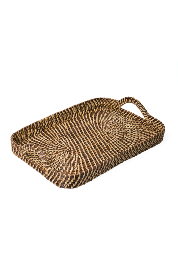 Wicker Village Rectangle Tray - Brown/Natural