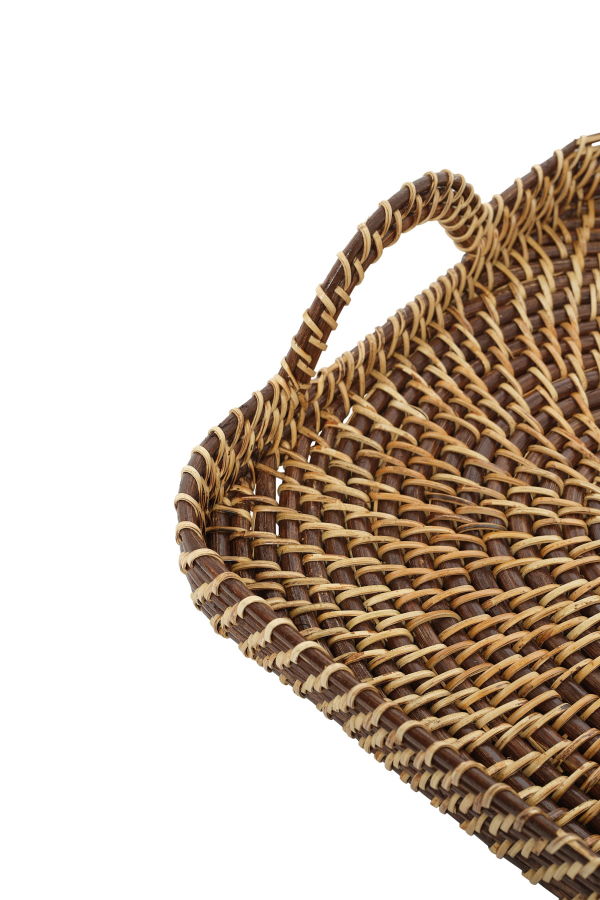 Wicker Village Rectangle Tray - Brown/Natural