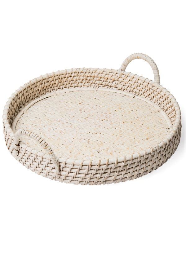 Wicker Village Round Rattan Tray