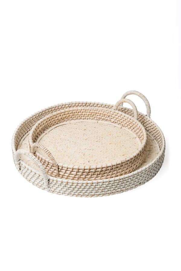 Wicker Village Round Rattan Tray