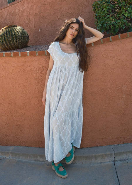 green emerald velvet dress Zimmermann Coco Embroidered Denim Dress – Balardi main image 1