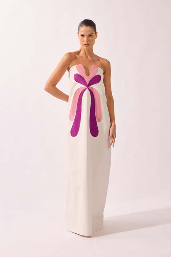 Adriana Degreas Structured Petal Maxi Dress - Off White