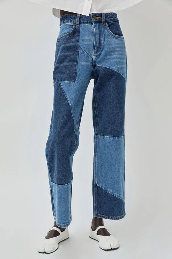 No. 6 Store Faye Jean in Patchwork Denim