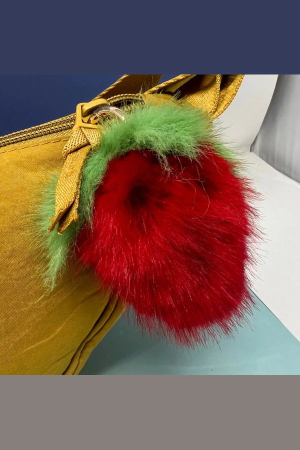 OOAK Fuzzy Strawberry Keychain