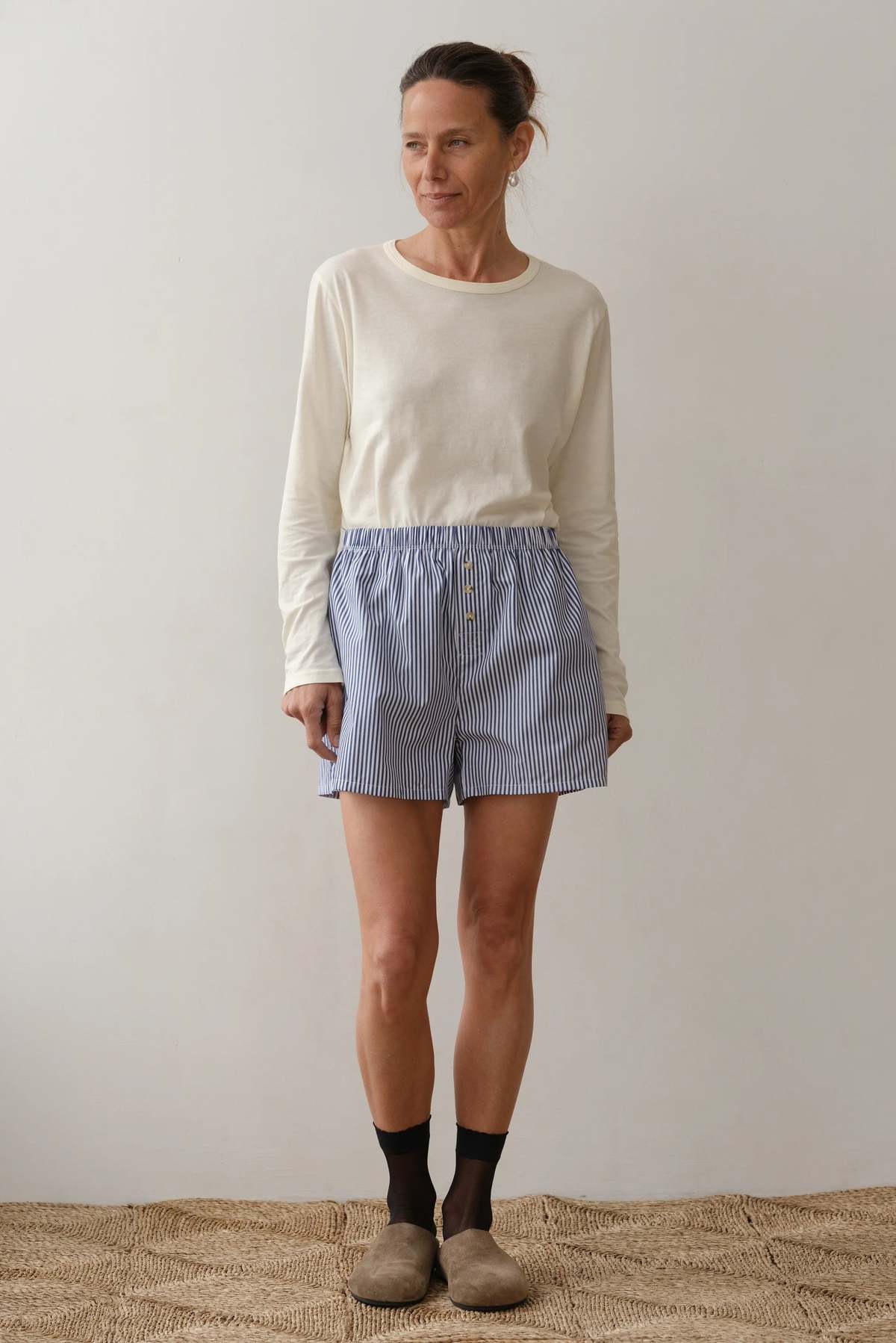 Donni. The Pop Boxer Shorts - Navy Stripe - Image 1 of 4