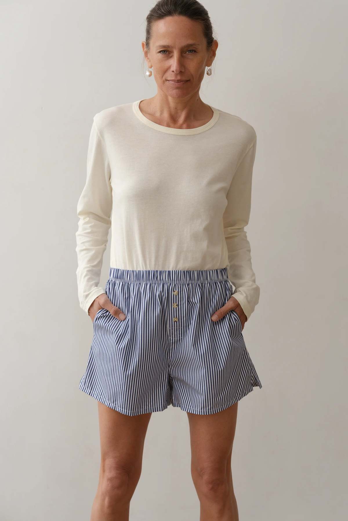 Donni. The Pop Boxer Shorts - Navy Stripe - Image 2 of 4
