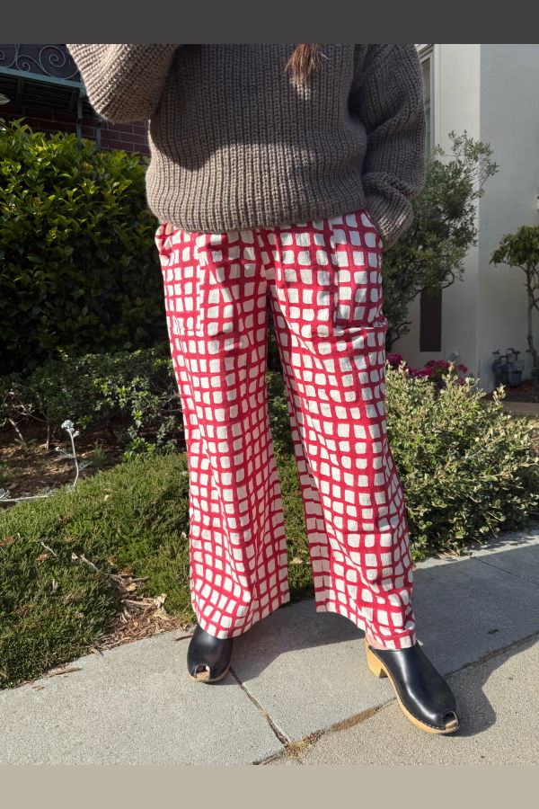 Happy French Gang Omar Madder Grid Pants - Madder