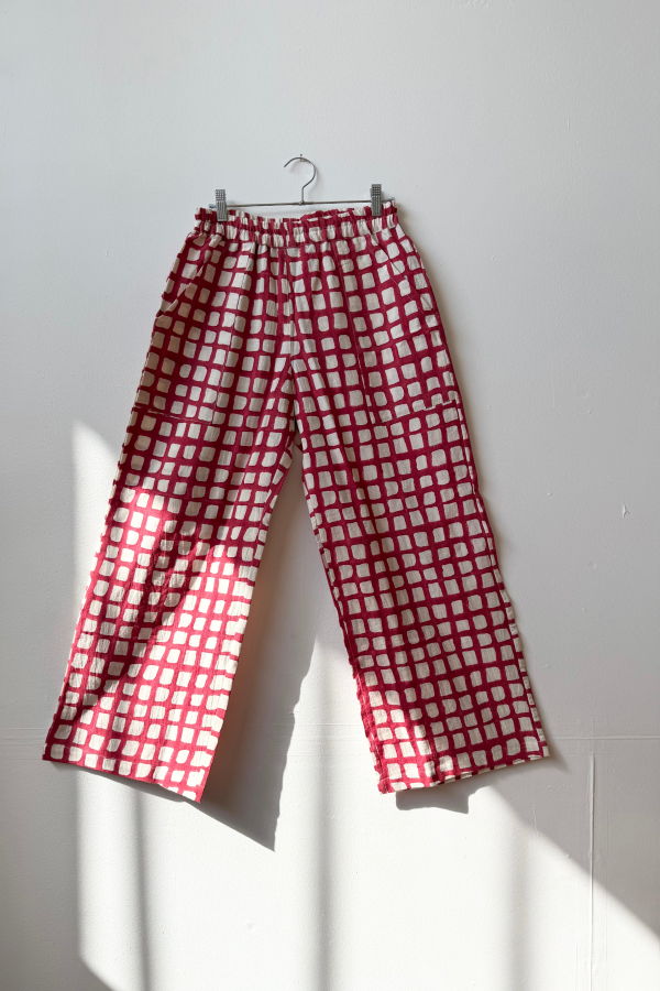 Happy French Gang Omar Madder Grid Pants - Madder