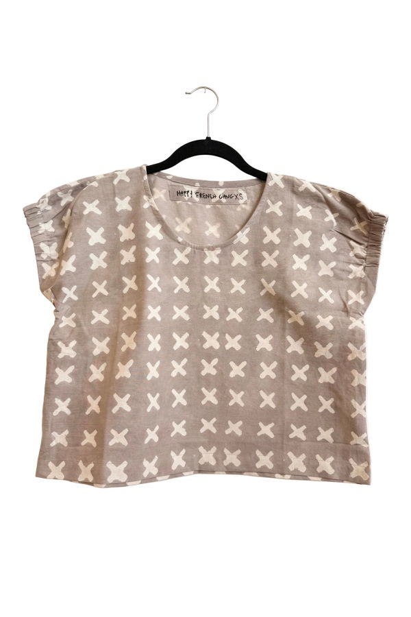 Happy French Gang Zélia Grey Cross Top