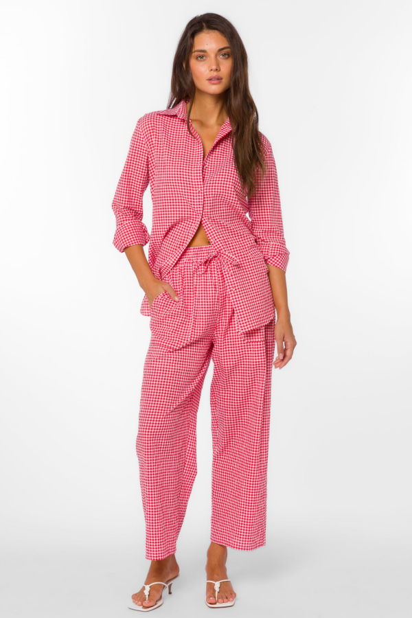 Velvet Heart Cherry Gingham Pant