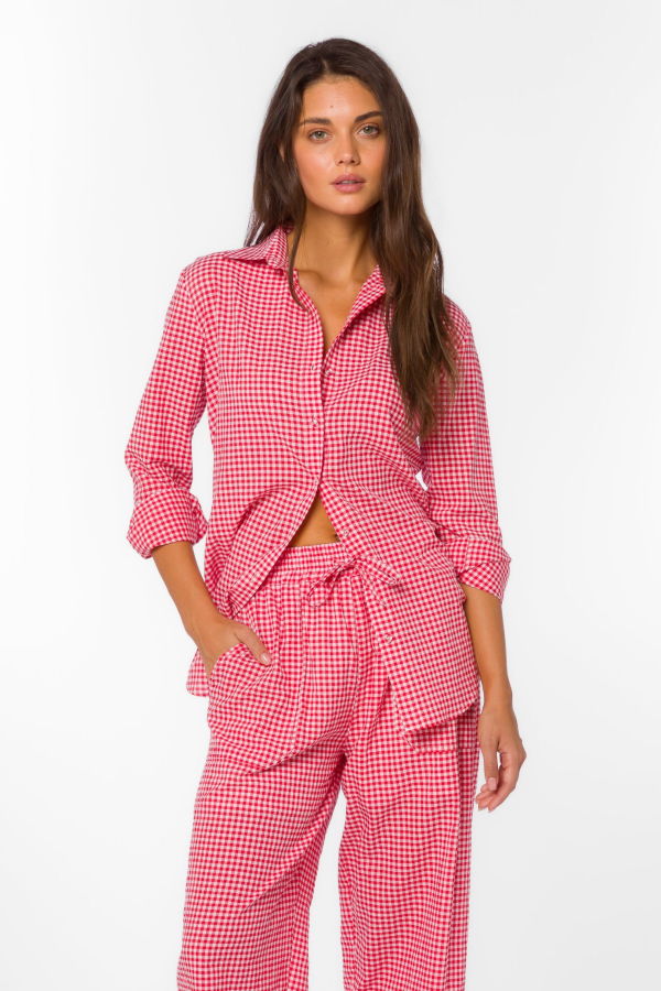 Velvet Heart Cherry Gingham Shirt