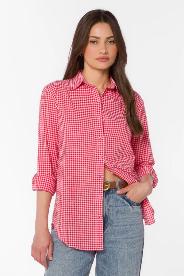Velvet Heart Cherry Gingham Shirt