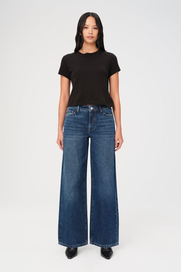 Warp + Weft CJU Mid Rise Wide Leg Jeans