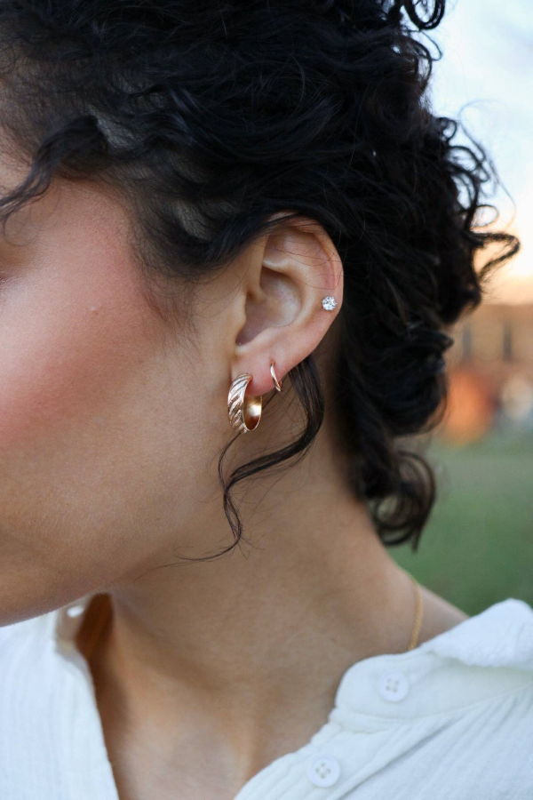 The Langley Co. Croissant Hoops Earrings - 14k Gold Fill 