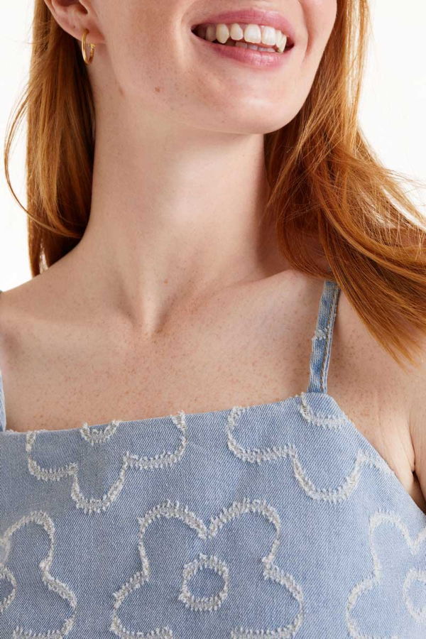 Compania Fantastica Denim Daisies Top