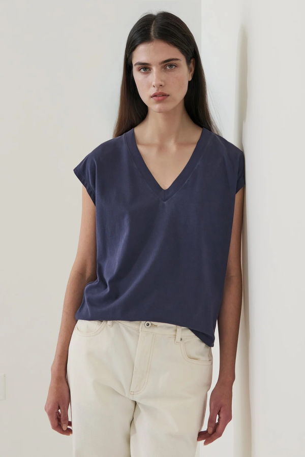 Patrick Assaraf Pima Cotton V-Neck Tee