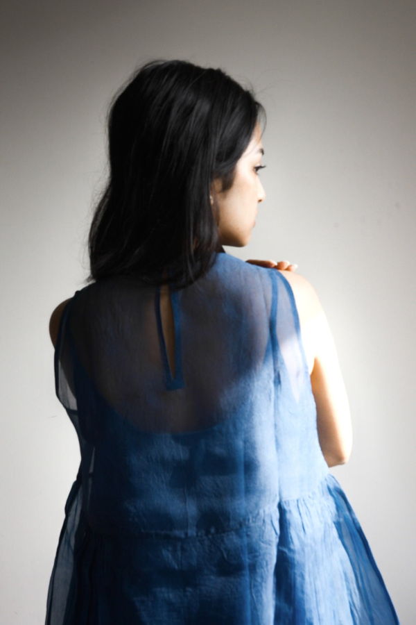Studio Within Organza Midi Dress - Ink Blue