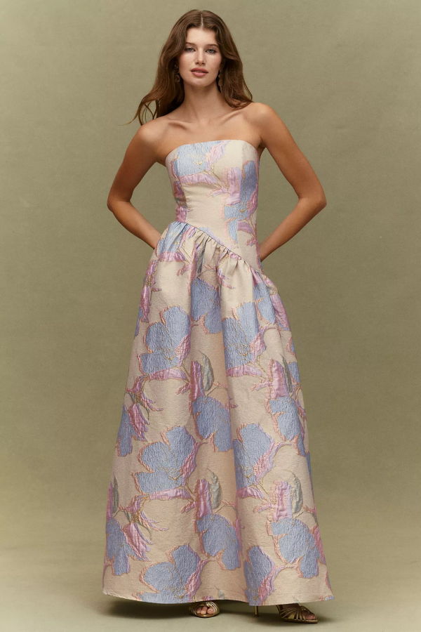 Elliatt Marlene Asymmetrical Gown - Gold Multi