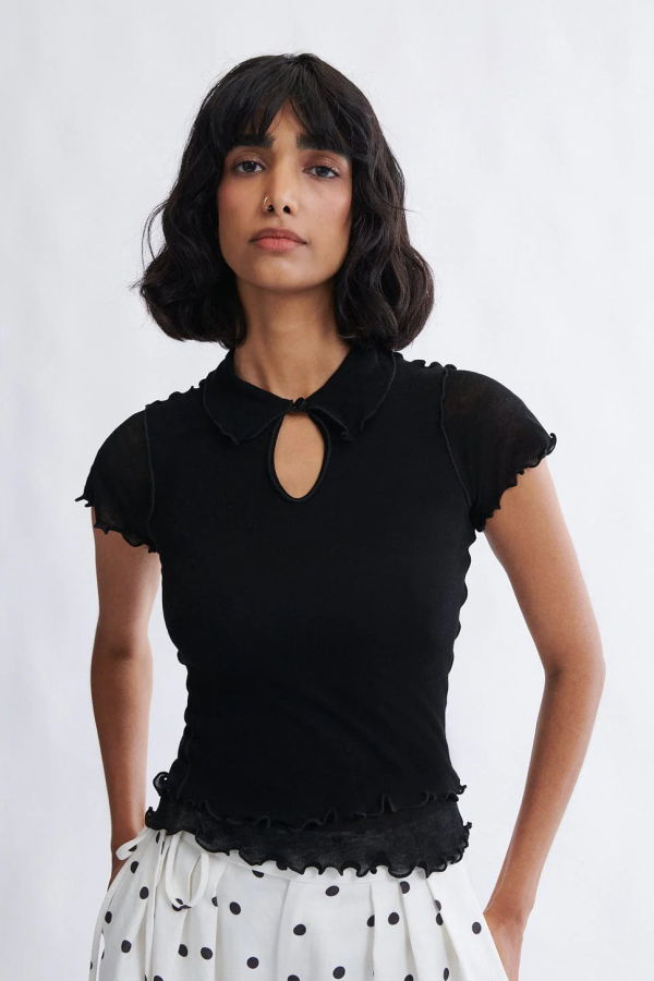 Eliza Faulkner Percy Microknit Polo Top