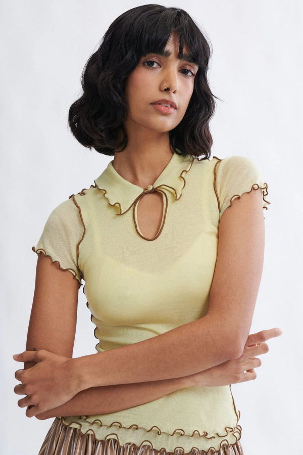 Eliza Faulkner Percy Microknit Polo Top