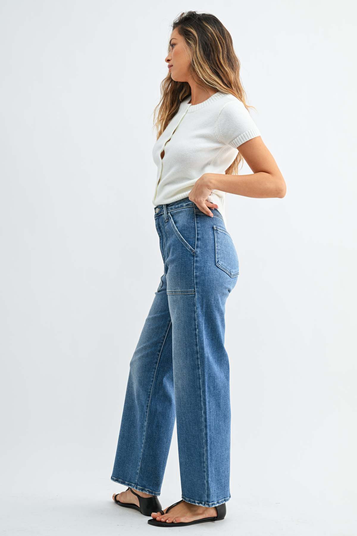 Just Black Denim The Patch Pocket Wide Leg - Image 3 of 28
