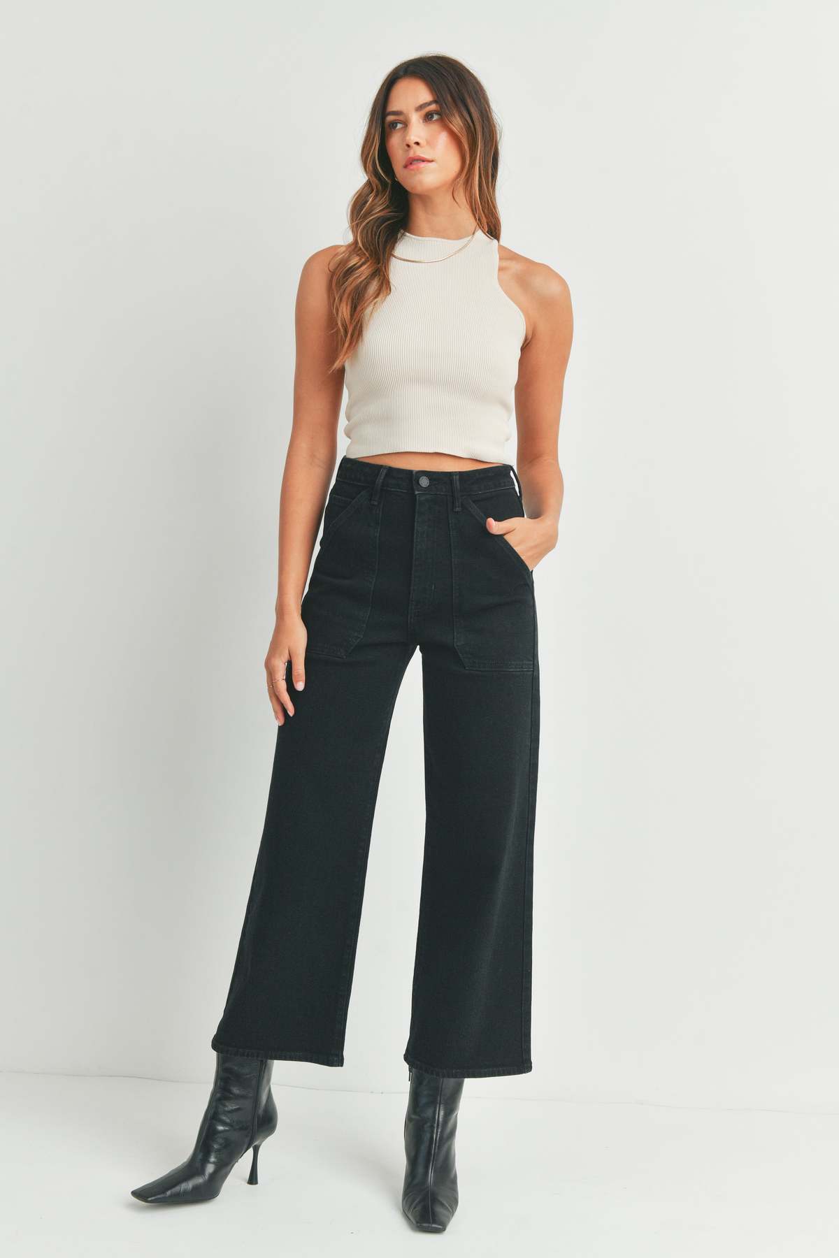 Just Black Denim The Patch Pocket Wide Leg - Image 6 of 28