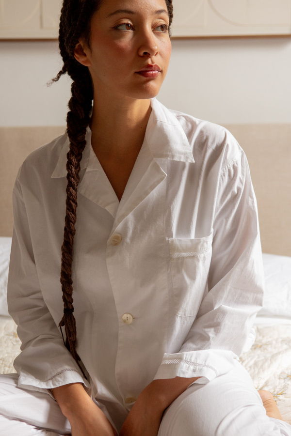Erica Tanov Victor Cotton Pajama Set - White