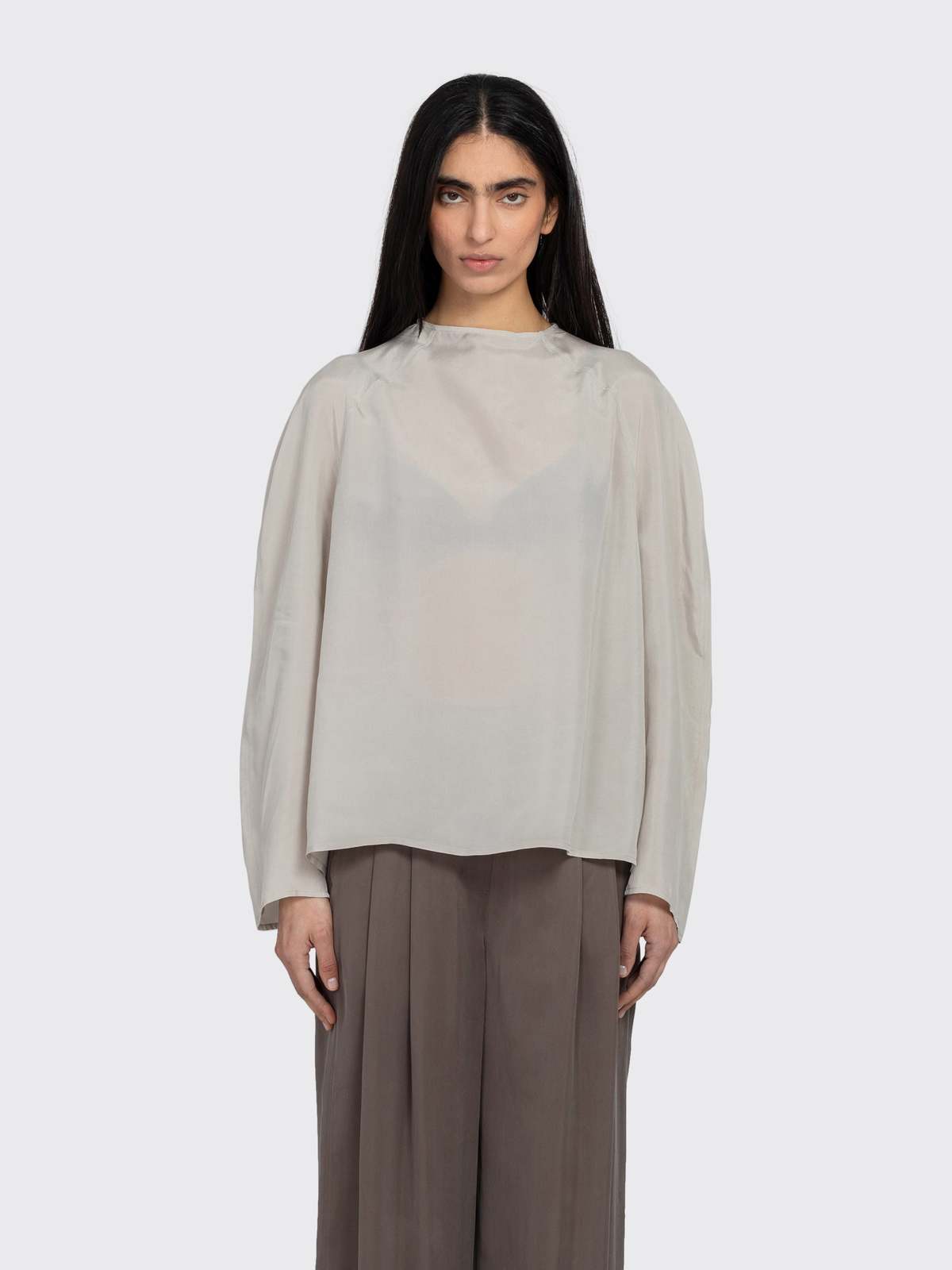 AMOMENTO Raglan Cupro Top - Beige - Image 1 of 4