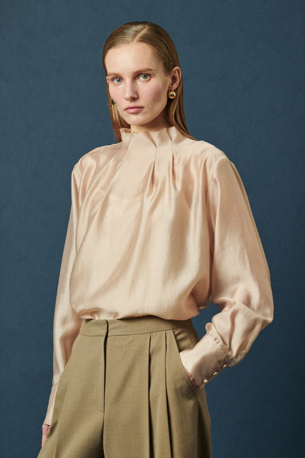 Maison De Ines Soft Sheen Drape Blouse