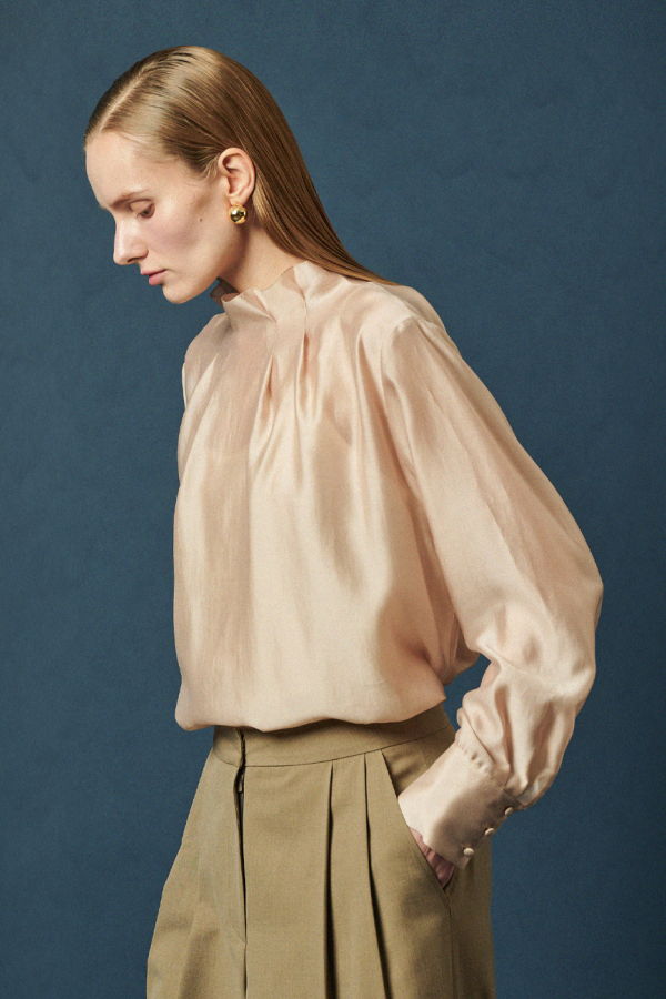 Maison De Ines Soft Sheen Drape Blouse