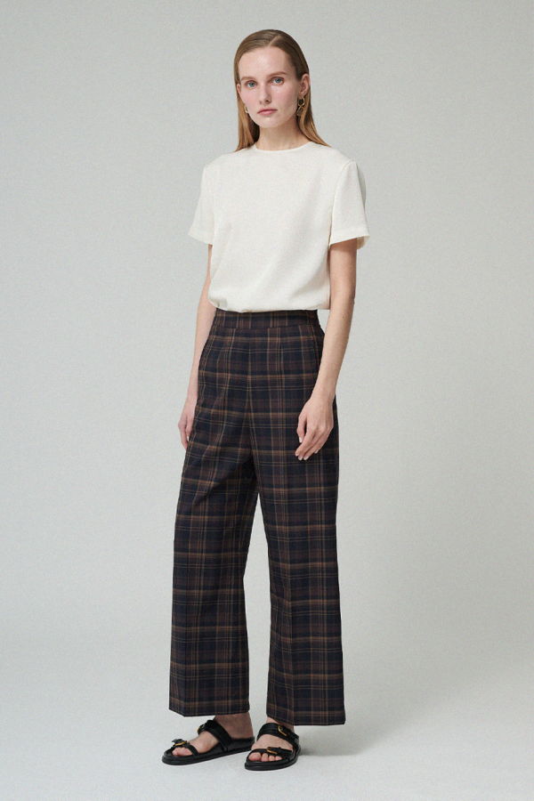 MAISON DE INES CLASSIC CHECK WIDE PANTS