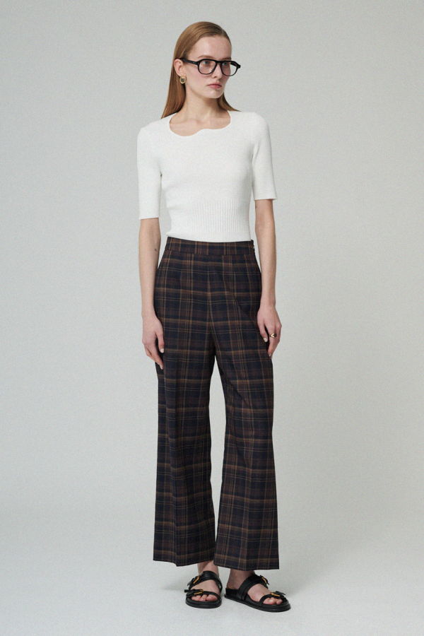 MAISON DE INES CLASSIC CHECK WIDE PANTS