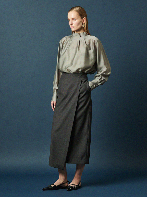 MAISON DE INES (SET-UP) TAILORED WRAP MIDI SKIRT MAISON DE INES (SET-UP) TAILORED WRAP MIDI SKIRT