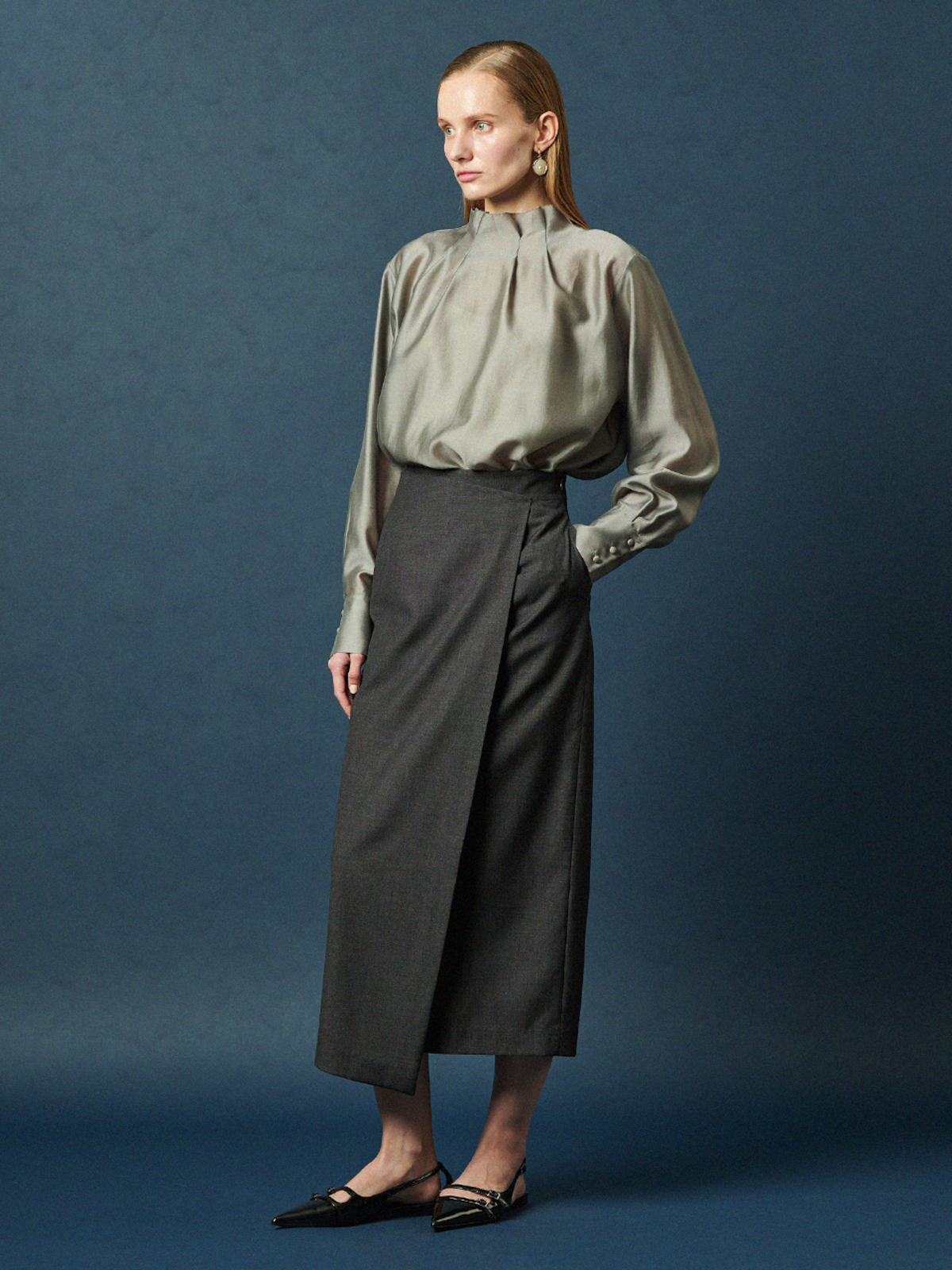 MAISON DE INES (SET-UP) TAILORED WRAP MIDI SKIRT - Image 1 of 6