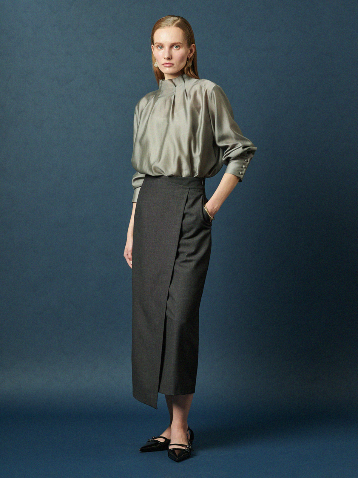 MAISON DE INES (SET-UP) TAILORED WRAP MIDI SKIRT - Image 2 of 6