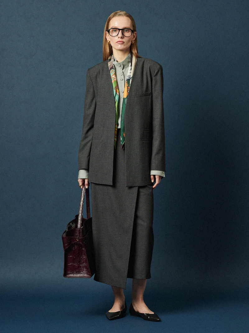 MAISON DE INES (SET-UP) TAILORED WRAP MIDI SKIRT
