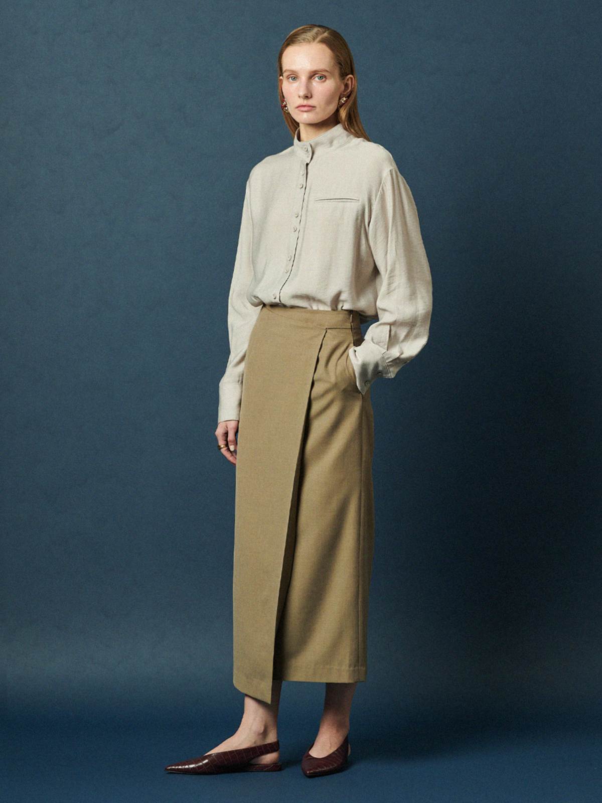 MAISON DE INES (SET-UP) TAILORED WRAP MIDI SKIRT - Image 4 of 6