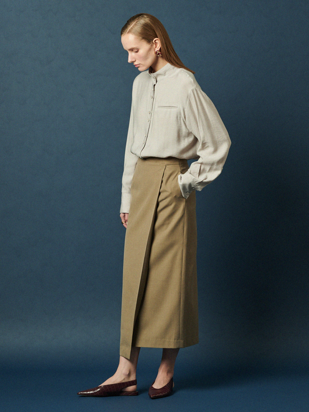 MAISON DE INES (SET-UP) TAILORED WRAP MIDI SKIRT - Image 5 of 6
