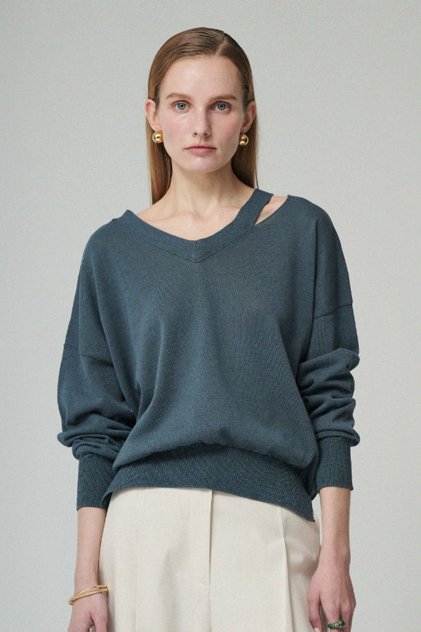 MAISON DE INES SHOULDER CUT-OUT KNIT TOP