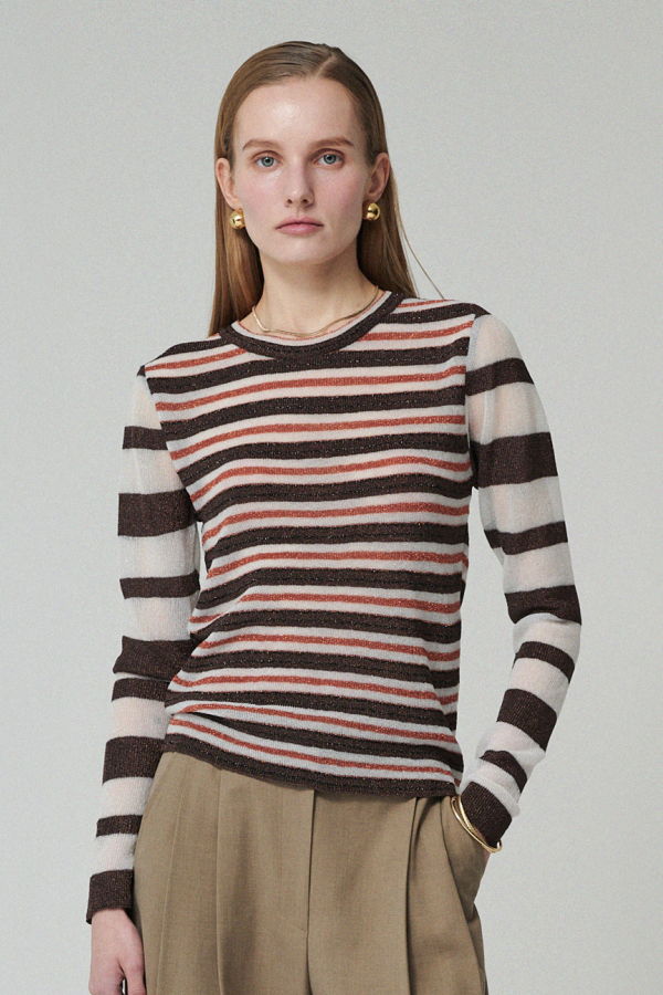 Maison De Ines Metal Stripe Knit Top