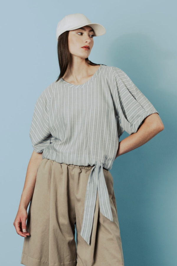 BODYBAG by Jude Bahia Top - Light Blue Herringbone