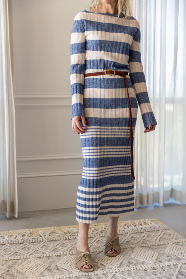 guest in residence knit dresses Striped Rib Cashmere Dress