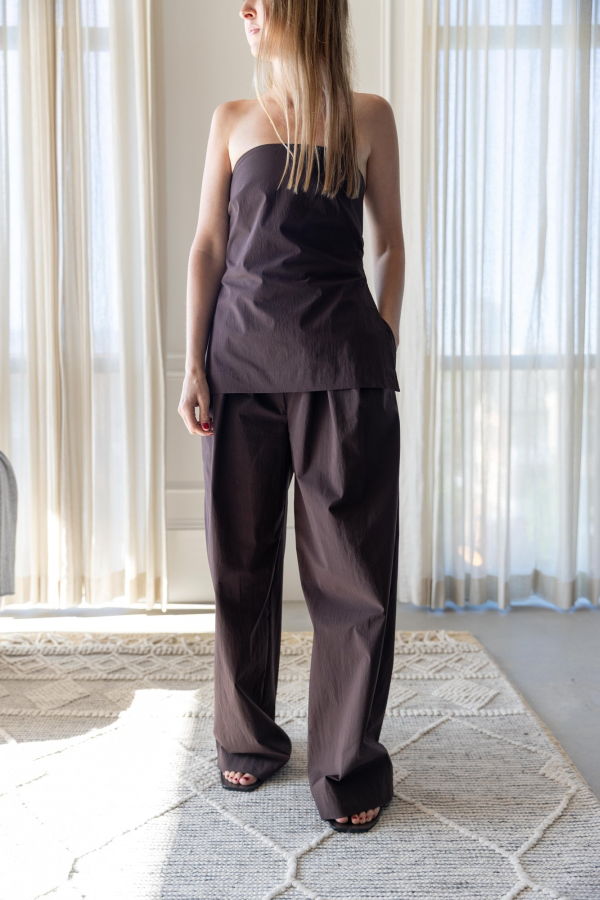 St. Agni Strapless Rouleau Tie Top - Bark