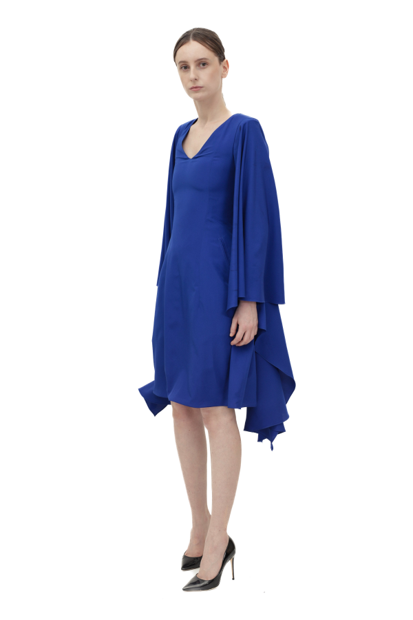 Silva Paras Cape-Sleeves Dress
