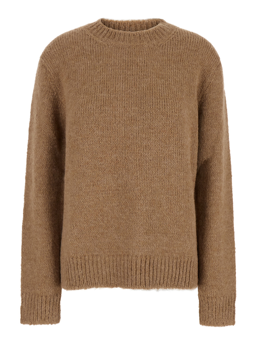 Jil Sander Oversized Wool Jersey Sweater With Ribbed Trim - Beige ...