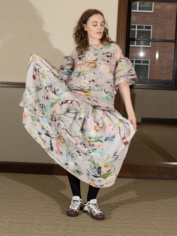 Julia Heuer Kenza Handpleated Skirt, Frances Print | Garmentory
